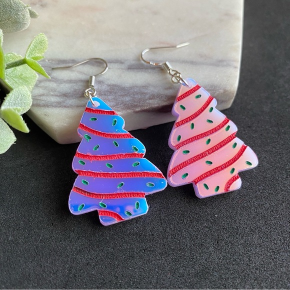 Christmas Tree Cake Earrings - Picture 5 of 7